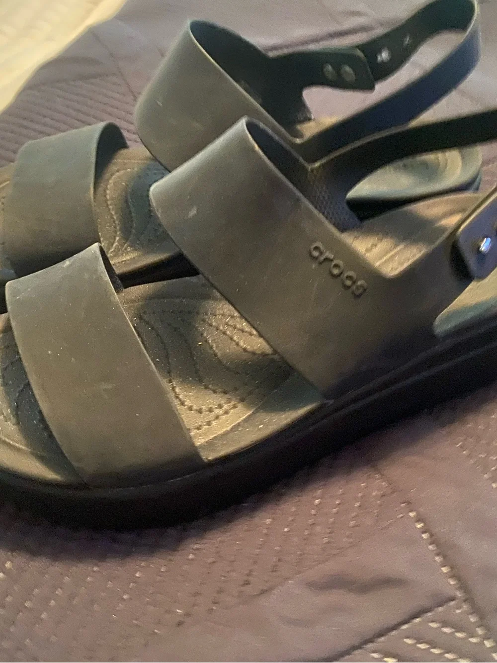 Crocs Black Platform Double-Strap Sandals